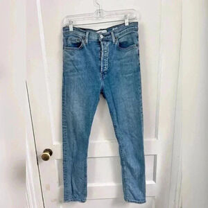 Re/Done Jeans High Rise Ankle Crop Stretch Light 27 Wash Size 30